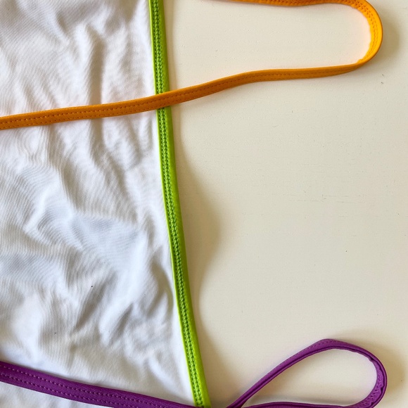 SOLID & STRIPED: White One-Piece Swimsuit w/Color Pop Trim - Picture 7 of 13